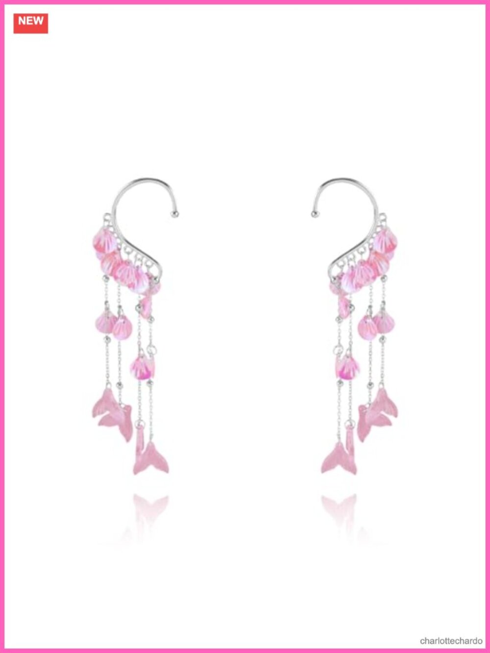 Clip On Elf Ear Cuffs Butterfly Tassel Dangle Fairy Wing Cosplay Earrings
